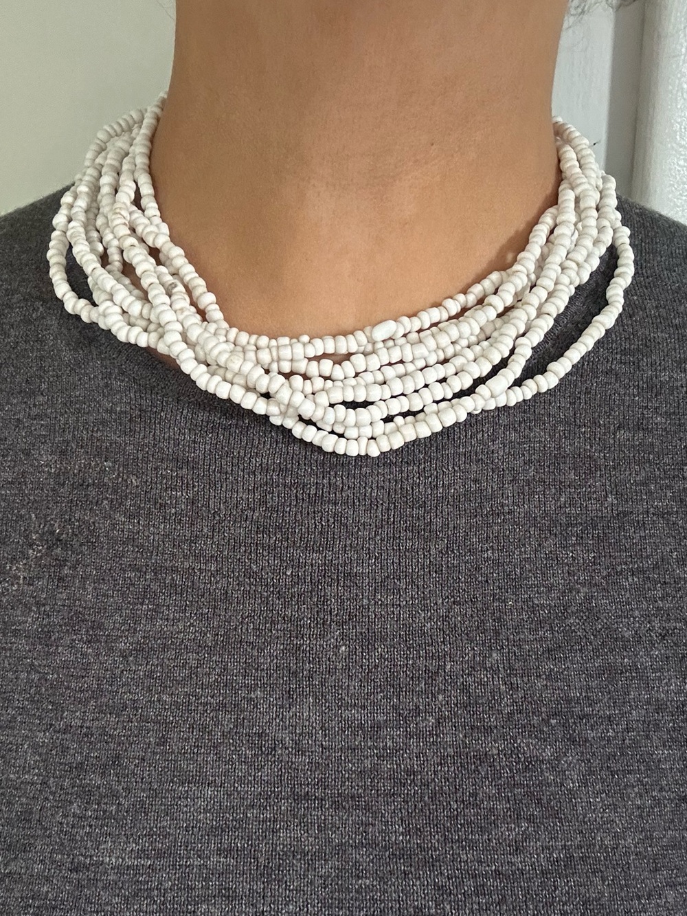 Vintage seed bead Multi-Strand White choker Necklace - Women Jewelry